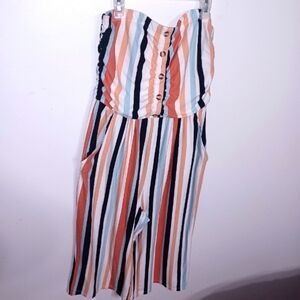 Vertical Stripe-Strapless/ Capri Romper- W Sz Large